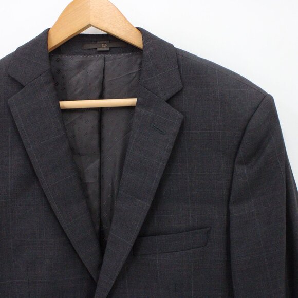 Hugo Boss Blazer Mens Gray Plaid Boss Selection Two Button Front Drago Lined 38R - Picture 2 of 11